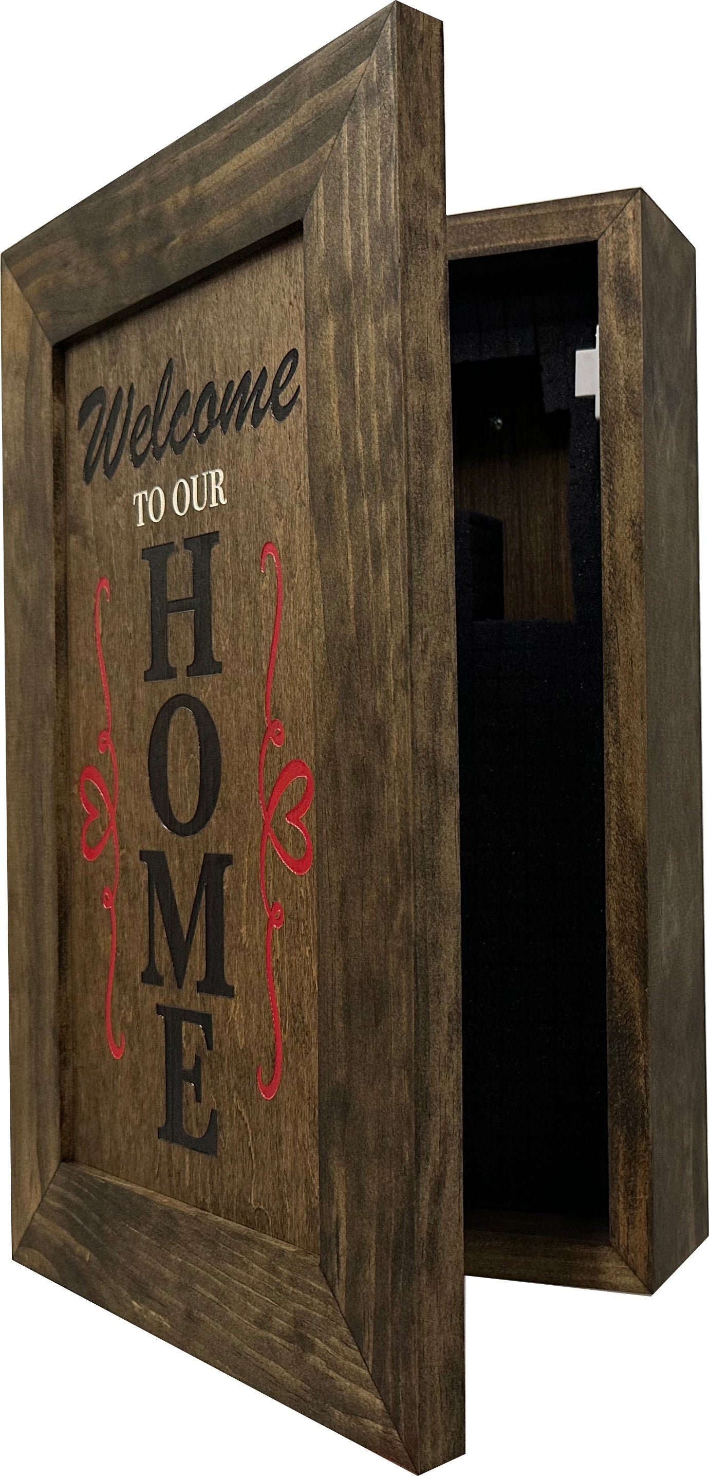 Hidden Gun Storage Cabinet Welcome to Our Home, Jacobean | Concealed Pistol Safe, Concealment Furniture, Handmade in the USA, Home Self Defense