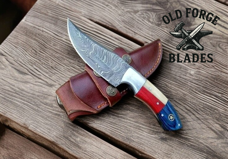 Premium Damascus Steel Knife – Texas Flag Handle Hunting Knife
