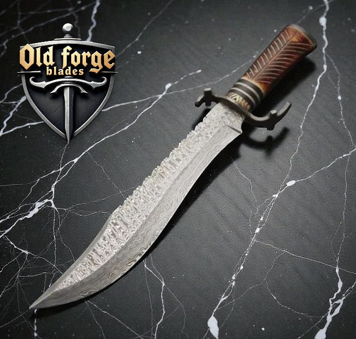 Best Damascus Hunting Knives – Handmade 13” Bowie
