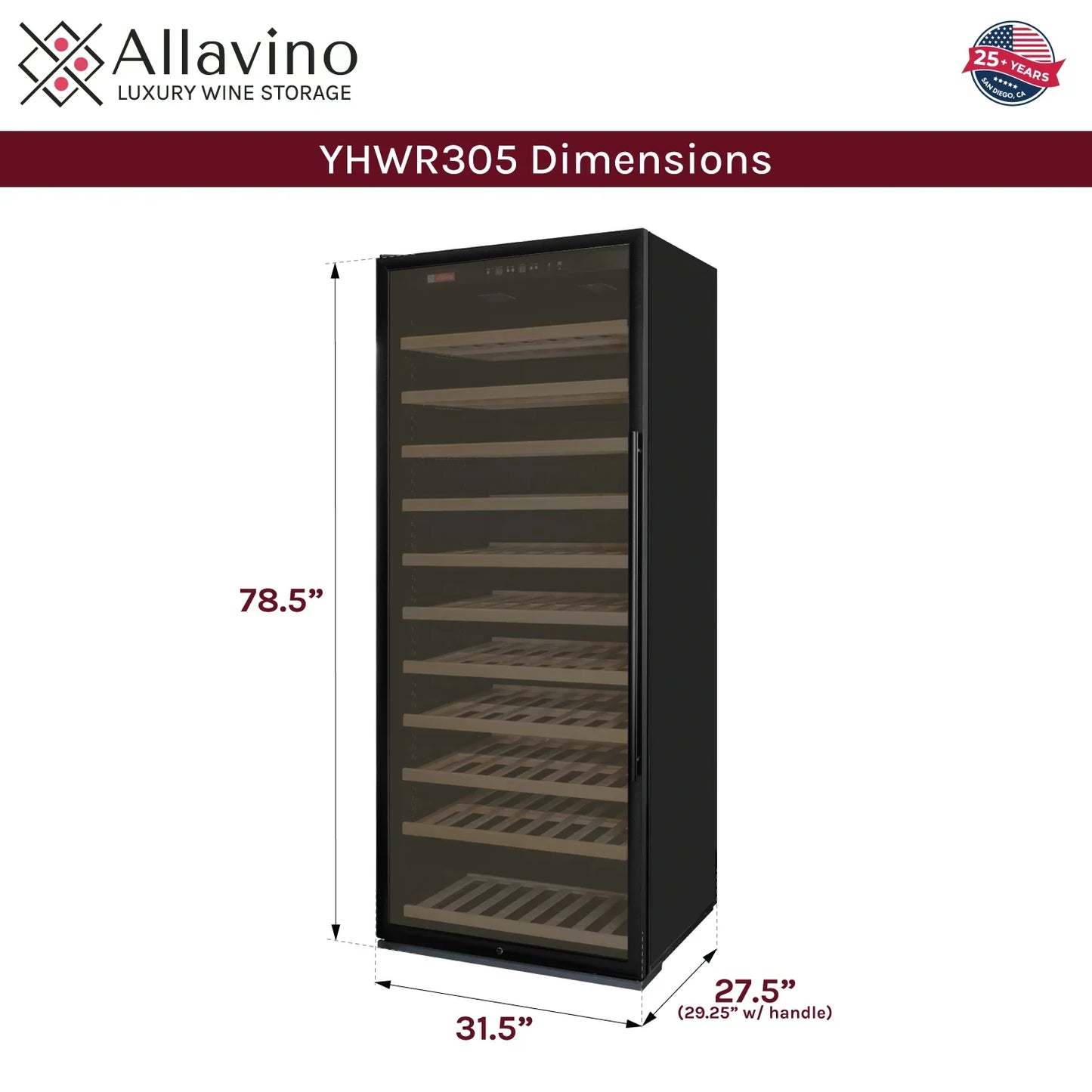 Allavino Wide Vite II Tru-Vino 277 Bottle Single Zone Wine Refrigerator