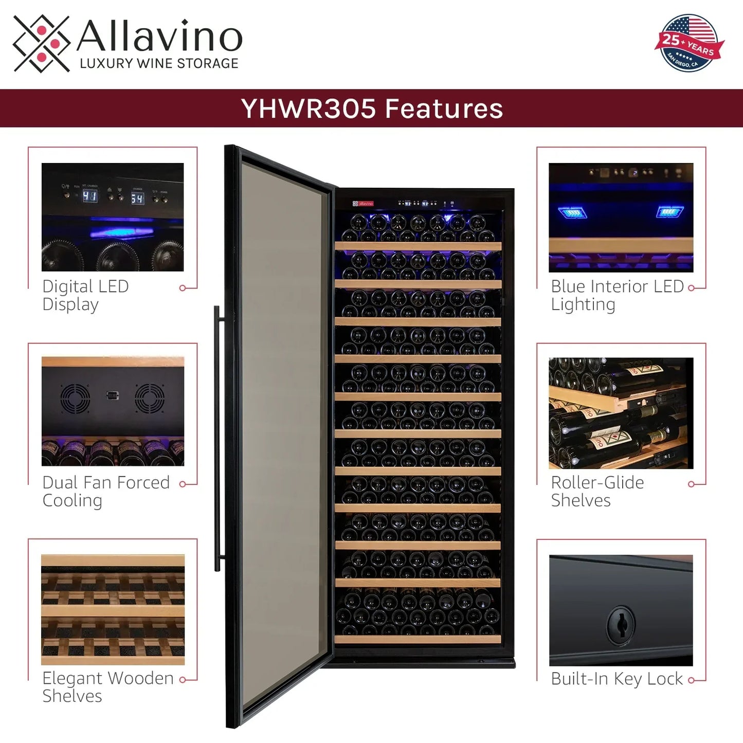 Allavino Wide Vite II Tru-Vino 277 Bottle Single Zone Wine Refrigerator