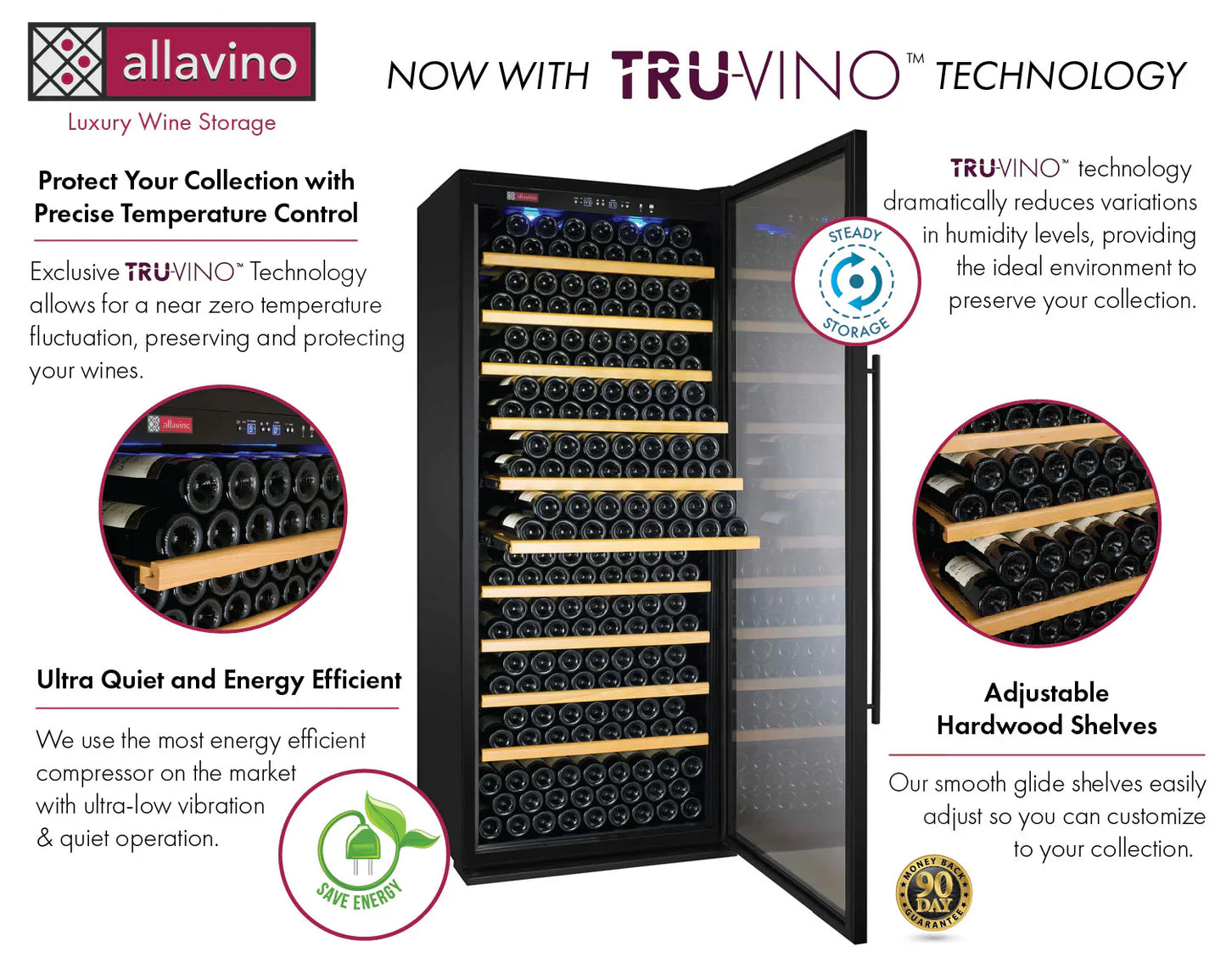 Allavino Wide Vite II Tru-Vino 277 Bottle Single Zone Wine Refrigerator