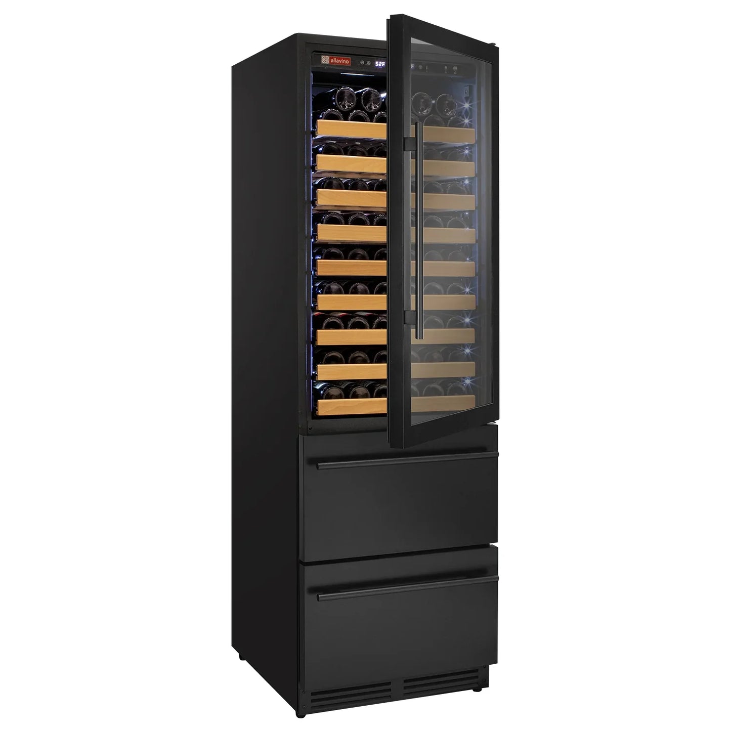 Allavino 76.5" Tall Wine Refrigerator with Two Refrigerated Drawers