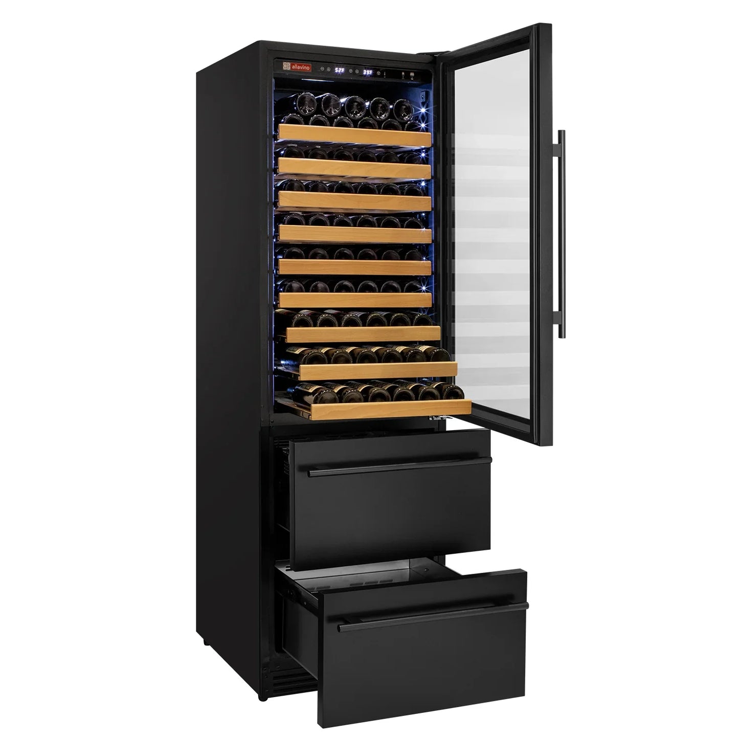 Allavino 76.5" Tall Wine Refrigerator with Two Refrigerated Drawers