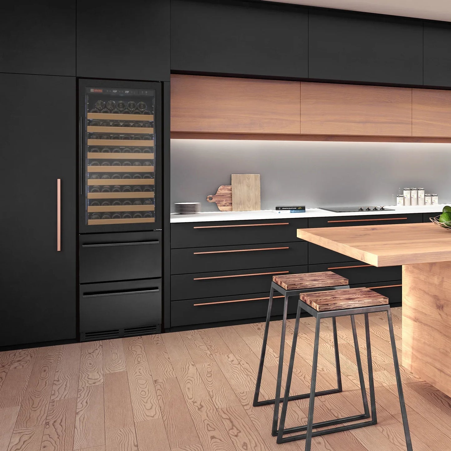 Allavino 76.5" Tall Wine Refrigerator with Two Refrigerated Drawers