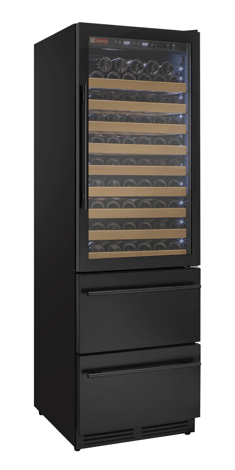 Allavino 76.5" Tall Wine Refrigerator with Two Refrigerated Drawers