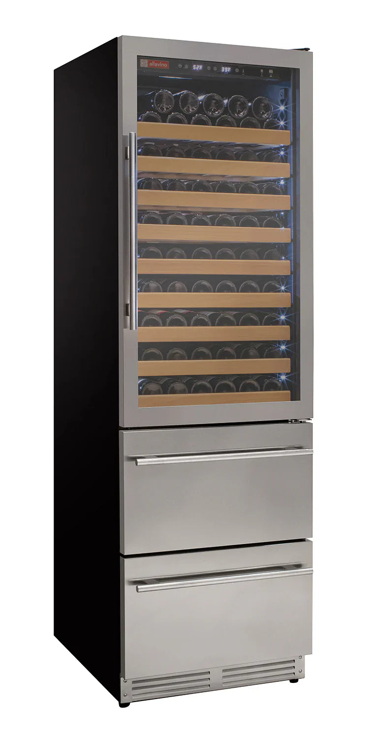 Allavino 76.5" Tall Wine Refrigerator with Two Refrigerated Drawers