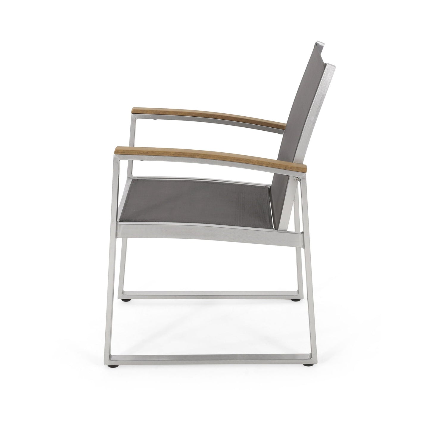 Poetic Outdoor Dining Chair with Faux Wood Arms and Aluminum Frame (Set of 2)