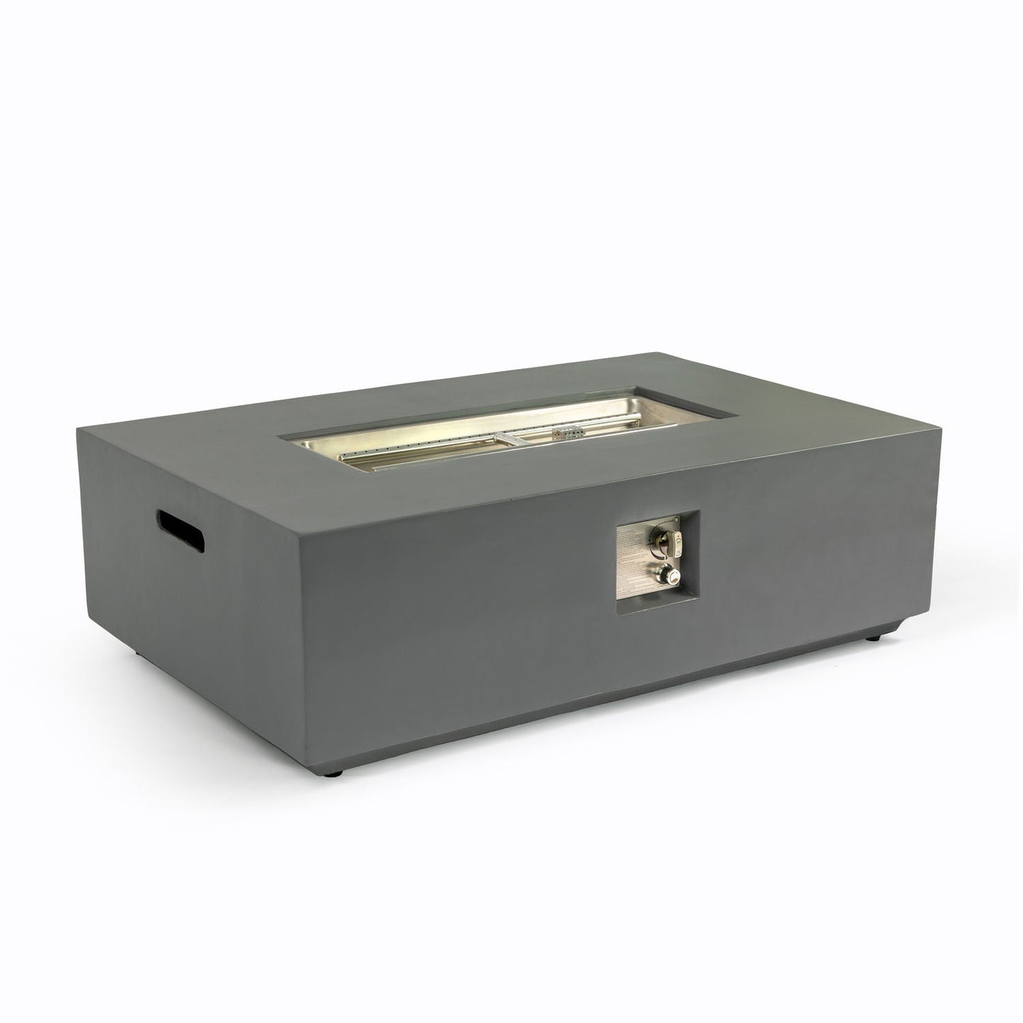 Volon - Rectangular Fire Pit Table, Propane Powered, 50,000 BTU - Light Gray