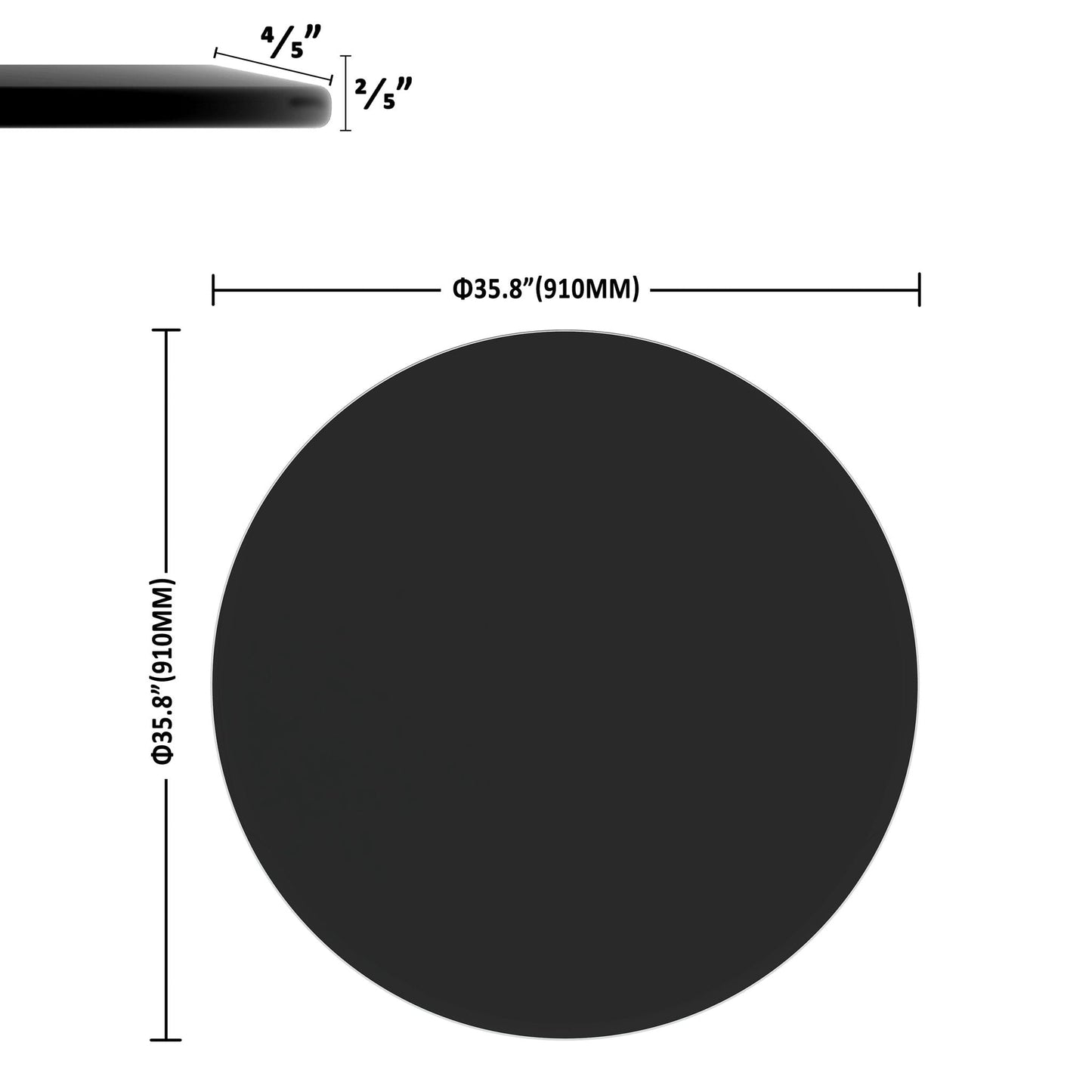36" Round Tempered Glass Table Top Glass Thick Beveled Polished Edge