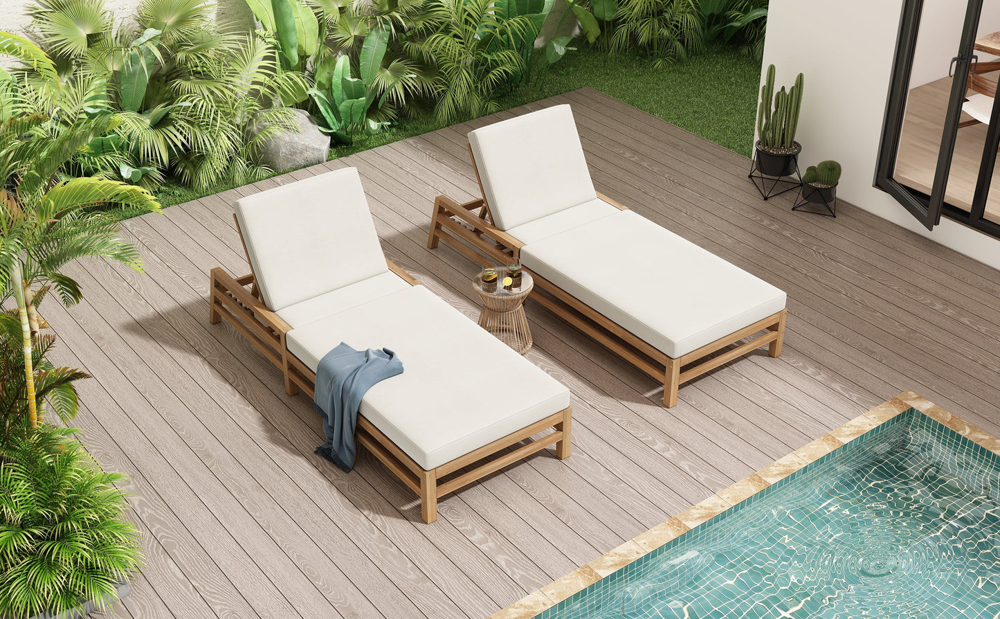 TREXM 5-Position Adjustable Outdoor Chaise Lounge Set of 2