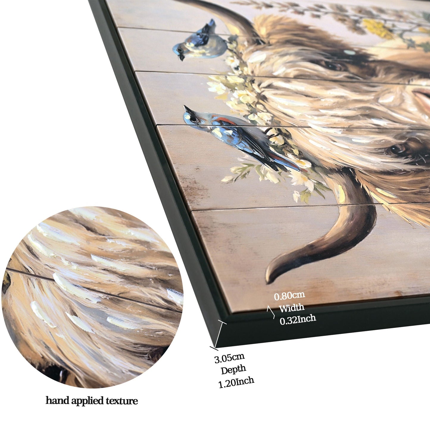 Highland Cow Wall Decor, Picture Canvas Art Print for Living Room - Camel / Brown