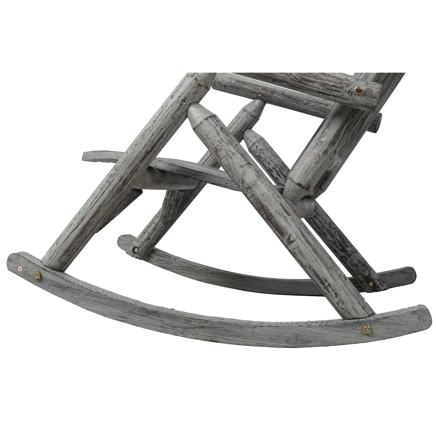 Durable Wooden Porch Rocker, Fir Log Rocking Chair