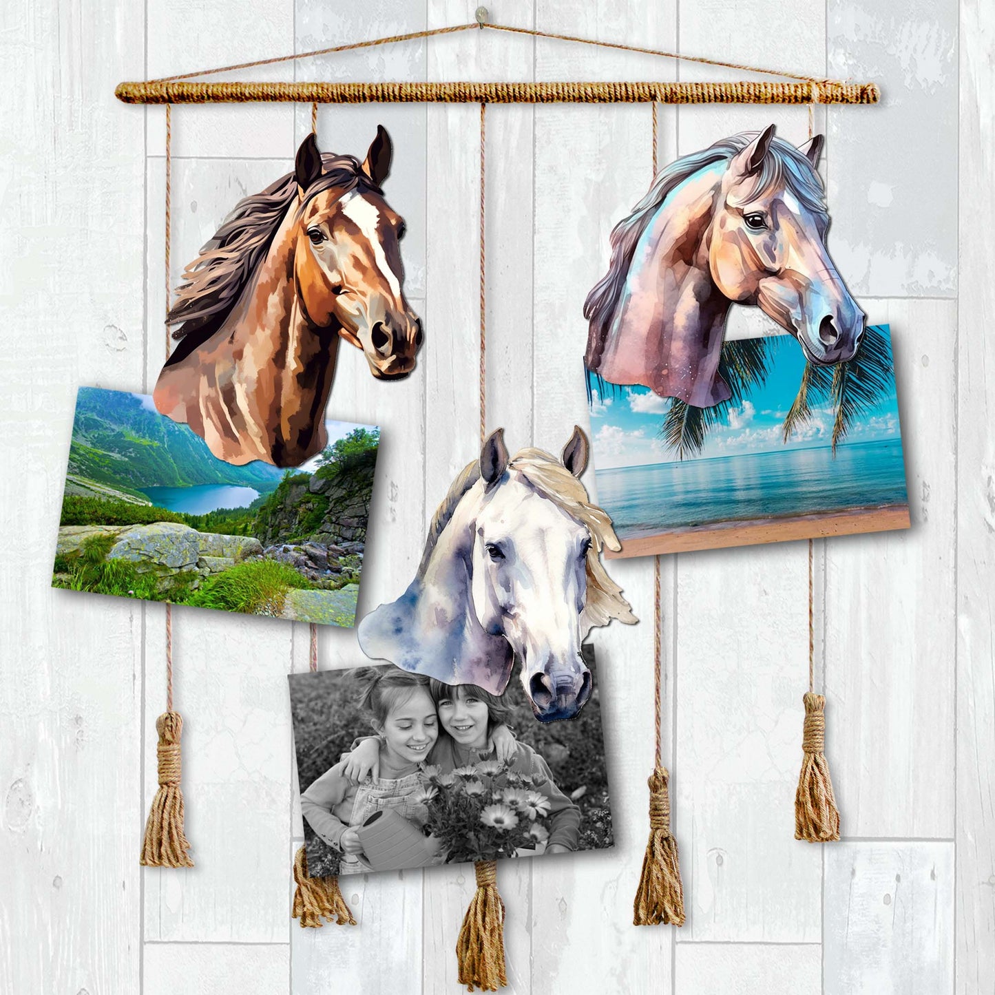 Horses Clip-On Eco Wood Decorative Ornaments Set of 3 by G. Debrekht - Christmas Decor - 8091039C-S3