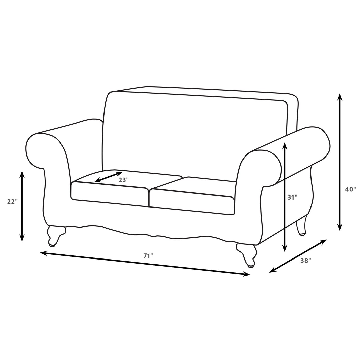Brookridge - Rolled Arm Loveseat Sofa With Upholstery - Brown