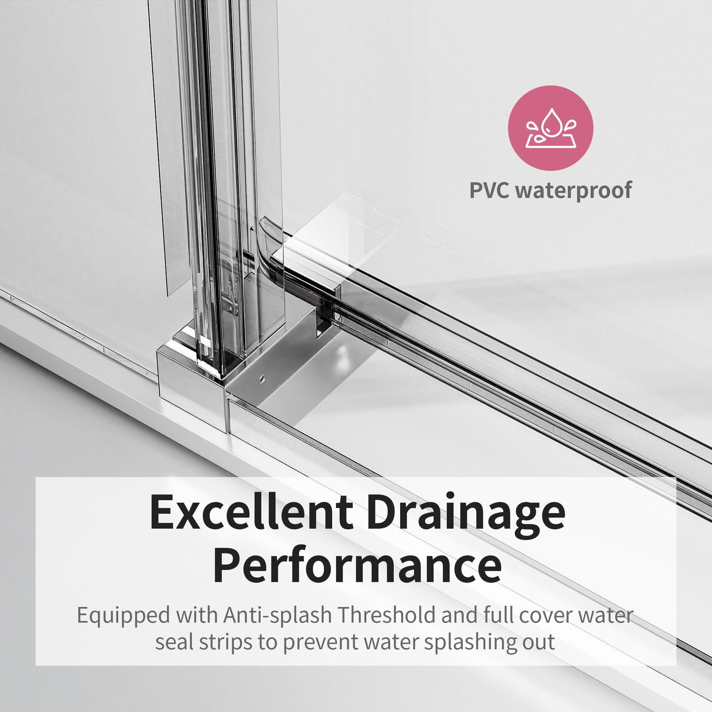 Frameless Single Sliding Soft Close Shower Doors, 3 / 8" Tempered Glass Reversible Installatio