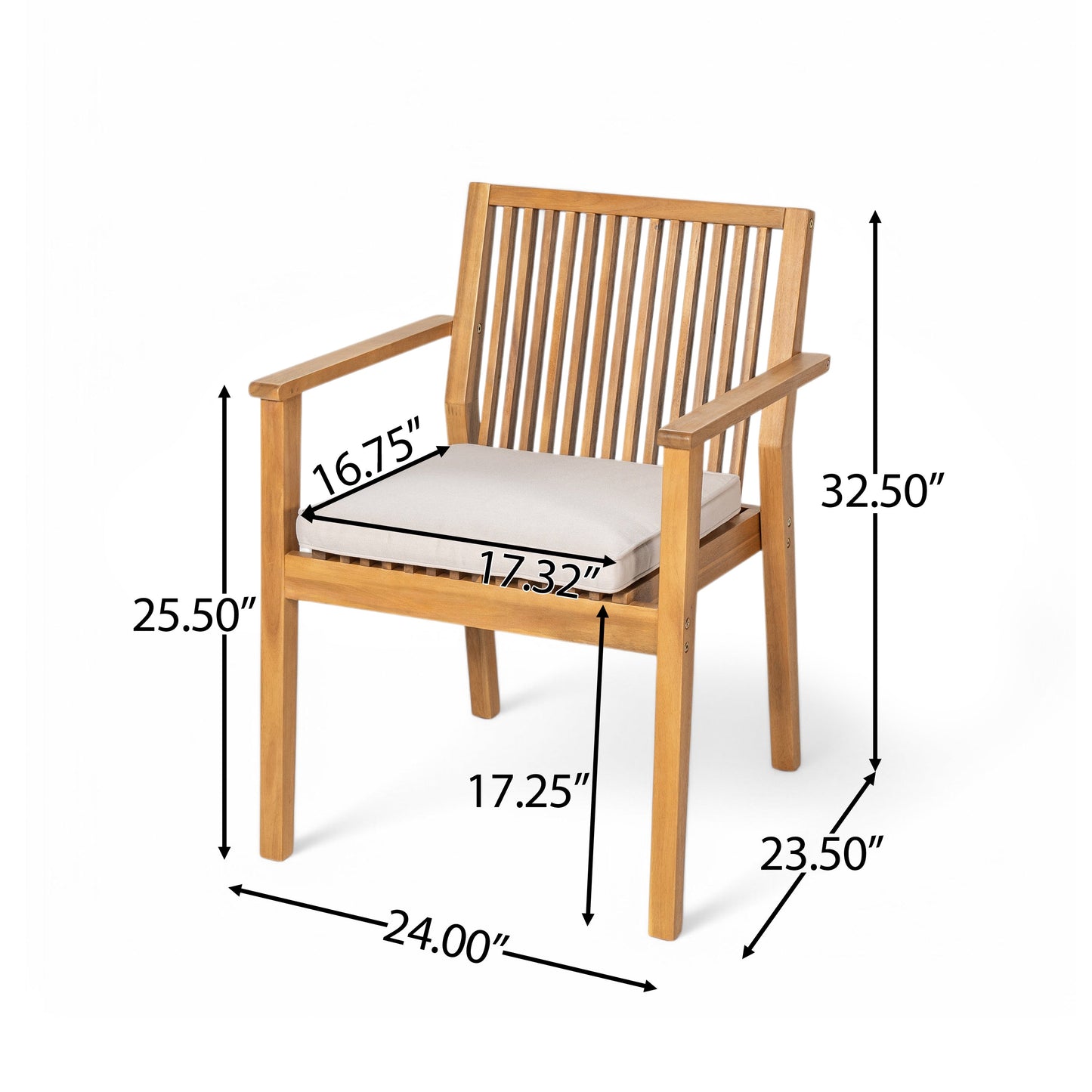 5-Piece Acacia Wood Outdoor Dining Set, Patio Table & Chairs with Removable Cushions