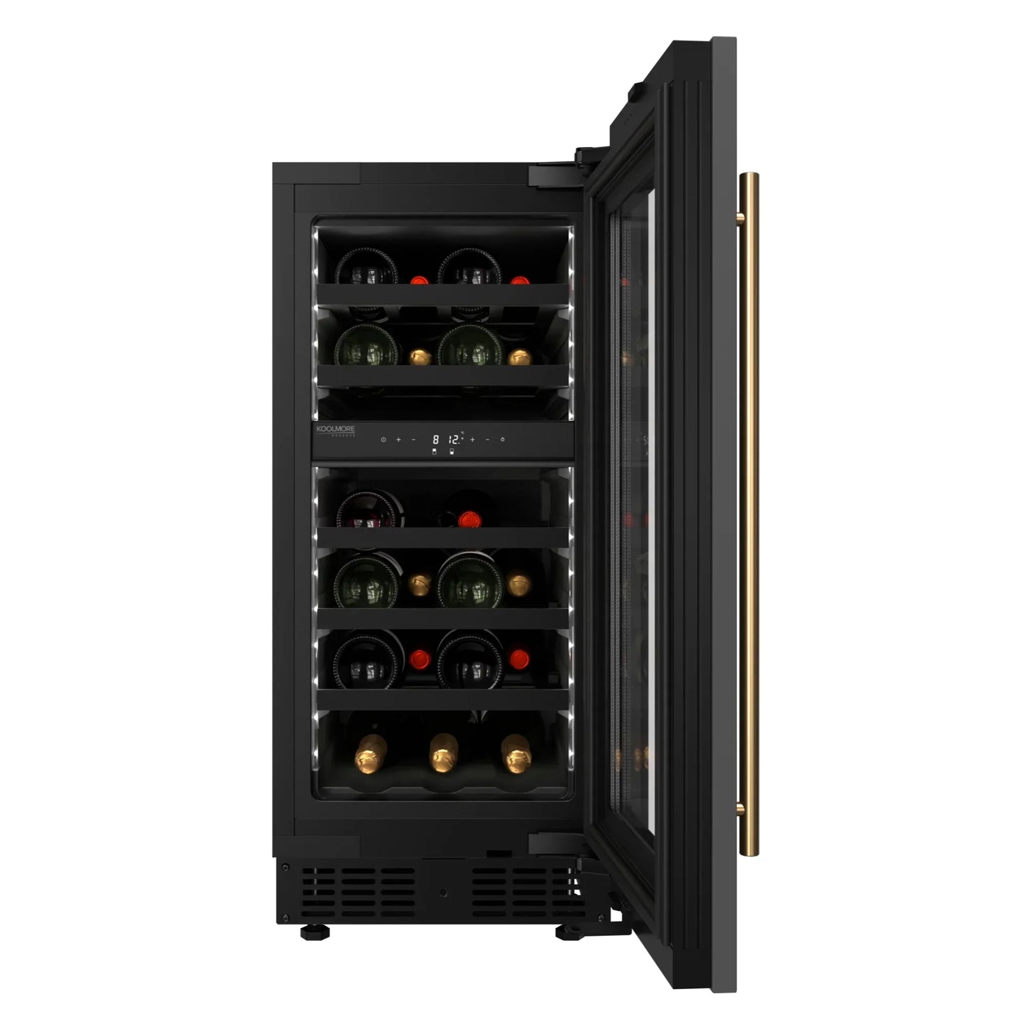 KoolMore Reserve 15 in. Under-Counter Panel Ready Dual Zone Built-in Wine Cooler and 23 Bottle Capacity in Black