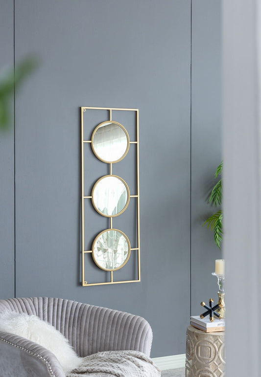 3 Mirror Piece Wall Mirror in Rectangular Frame
