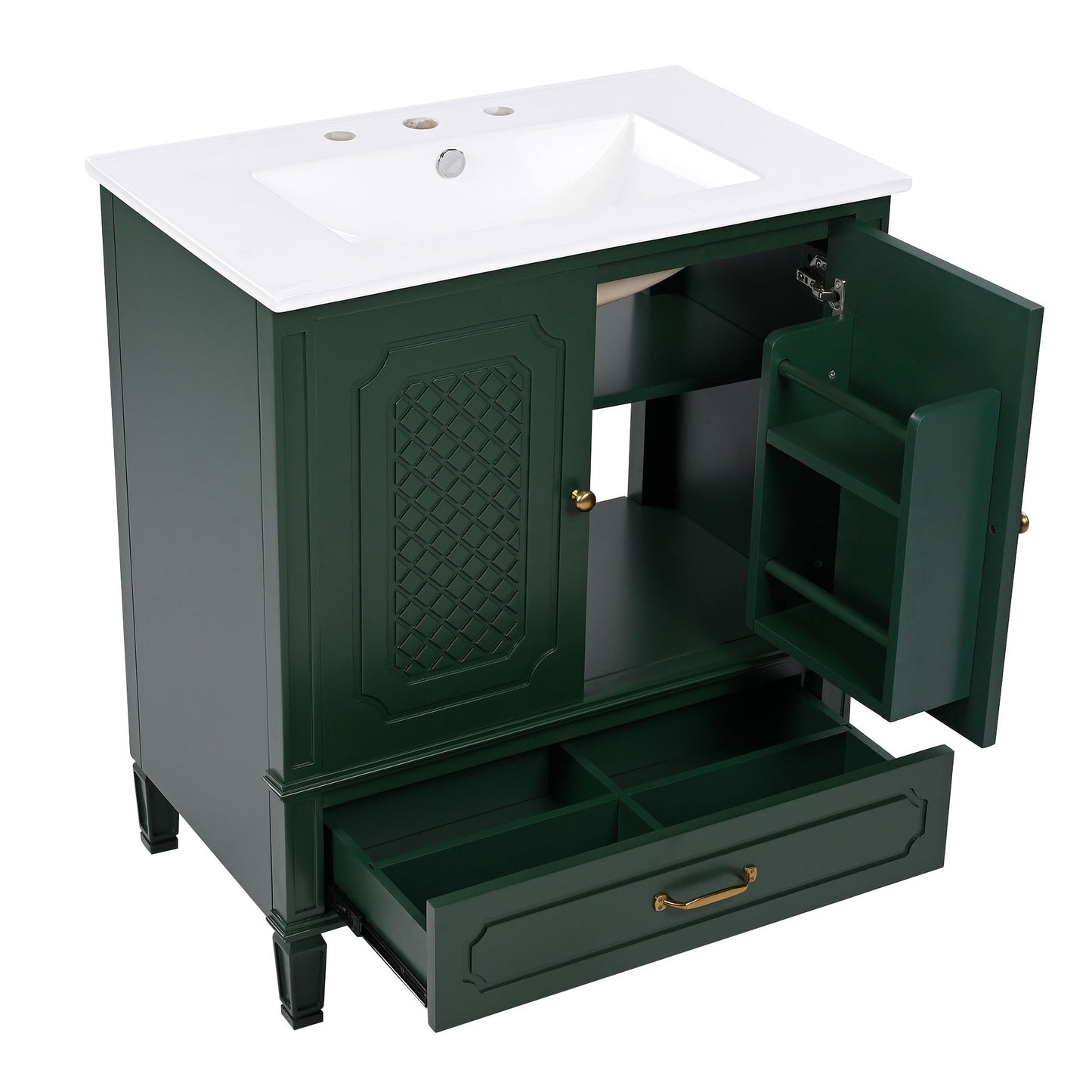 Bathroom Vanity With Sink, Soft Closing Door, Multi Functional Storage