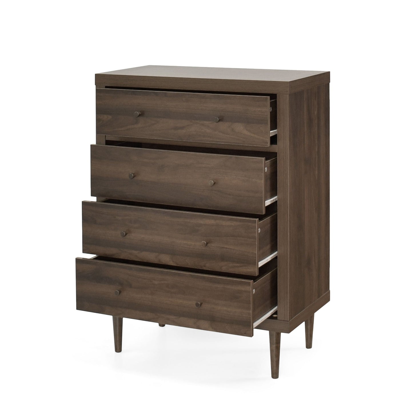 Farhart Mid Century Modern 4 Drawer Dresser - Walnut