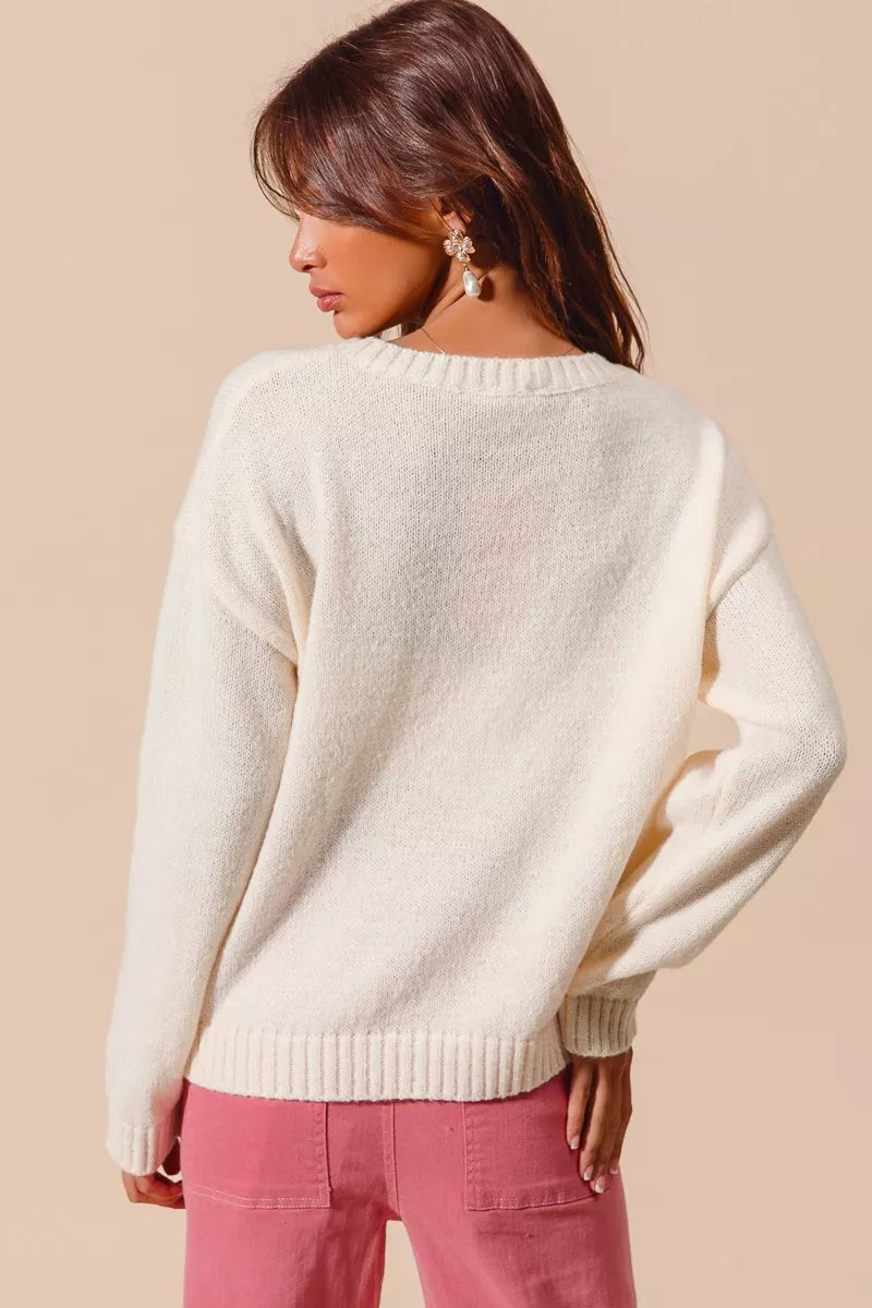 SO ME Heart Cherry Knitted Valentine Sweater Top