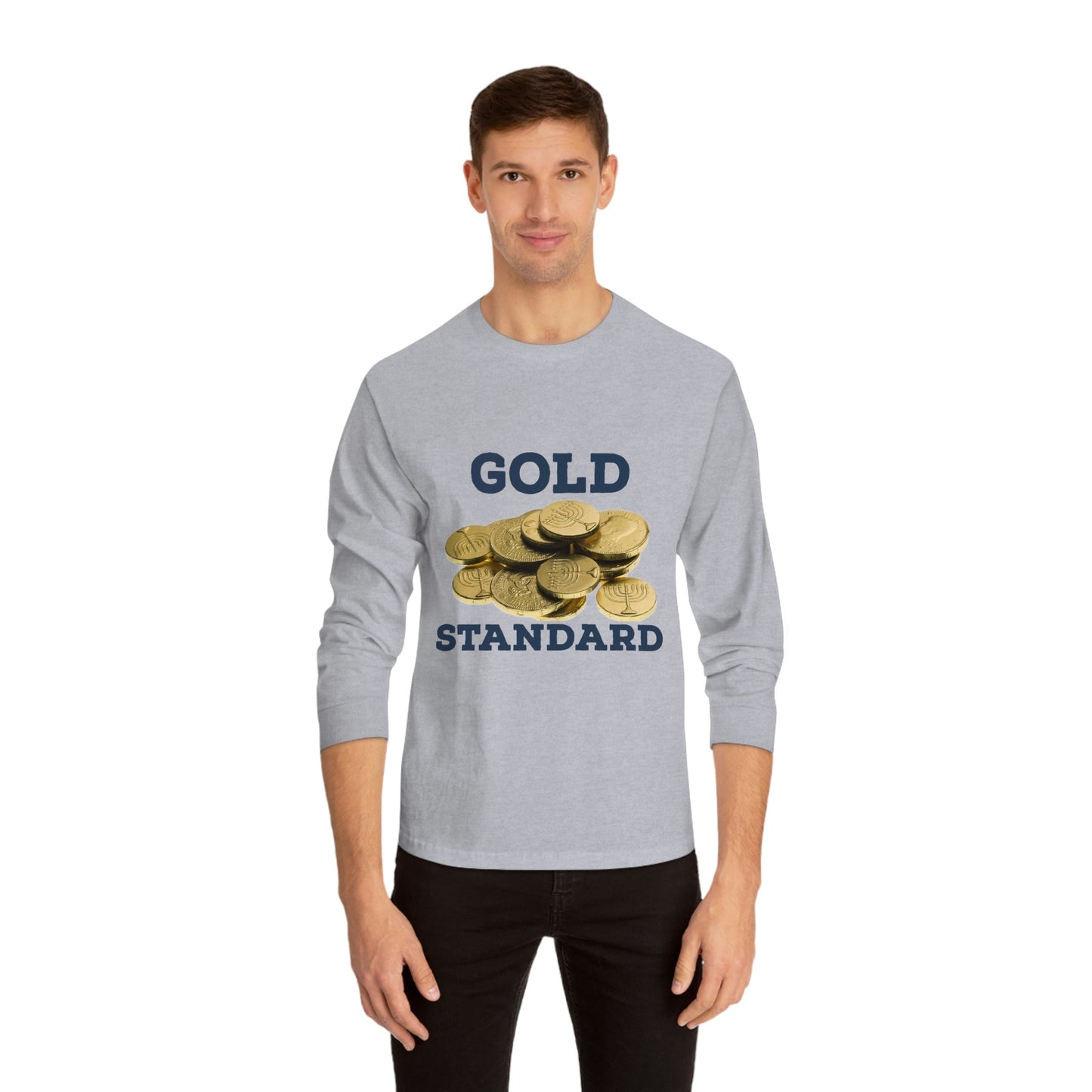 Gold Standard Hanukkah Gelt Long Sleeve Tee - 4LibertyShop.com