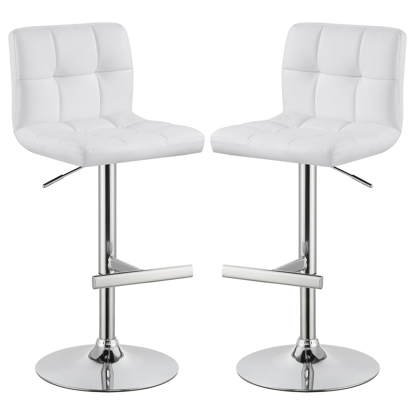 Lenny - Upholstered Adjustable Bar Stool (Set of 2) - White