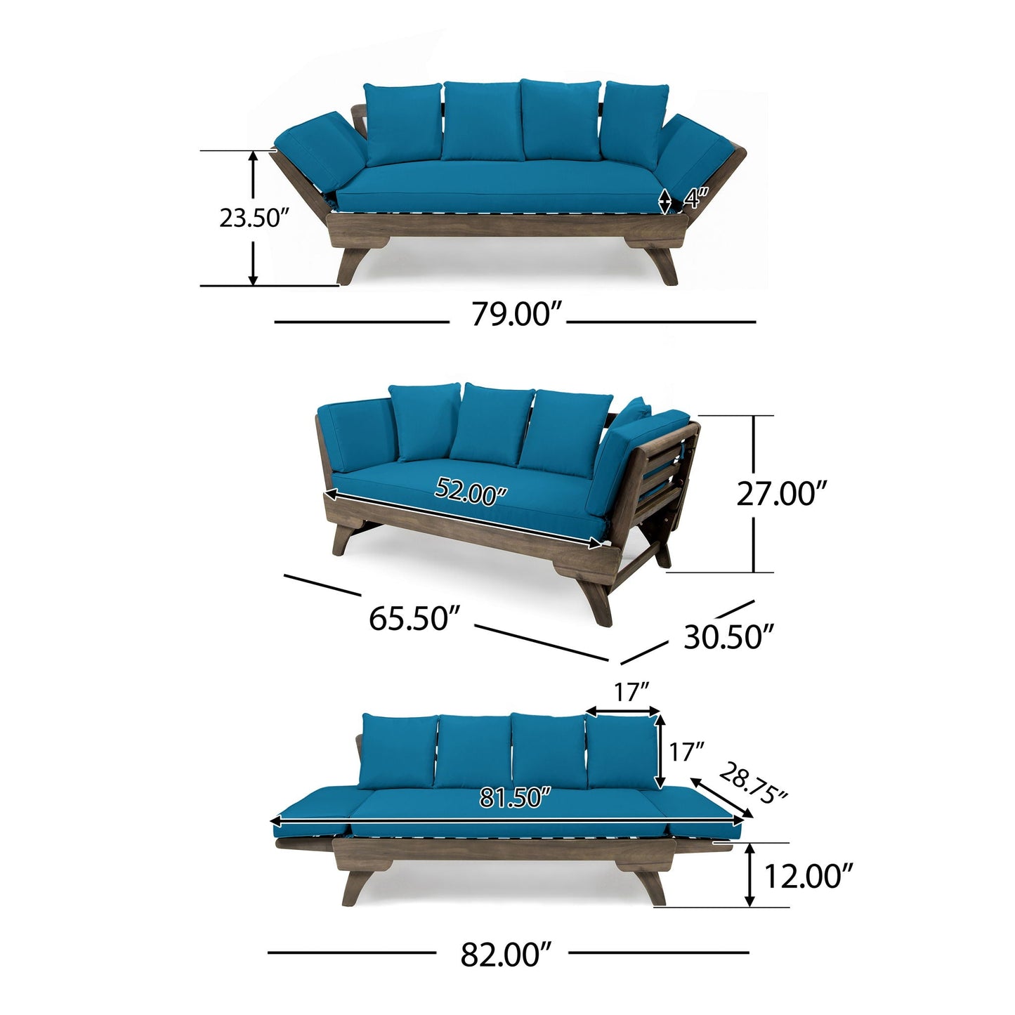 Ottavio Convertible Sofa Daybed With Water Resistant Cushions