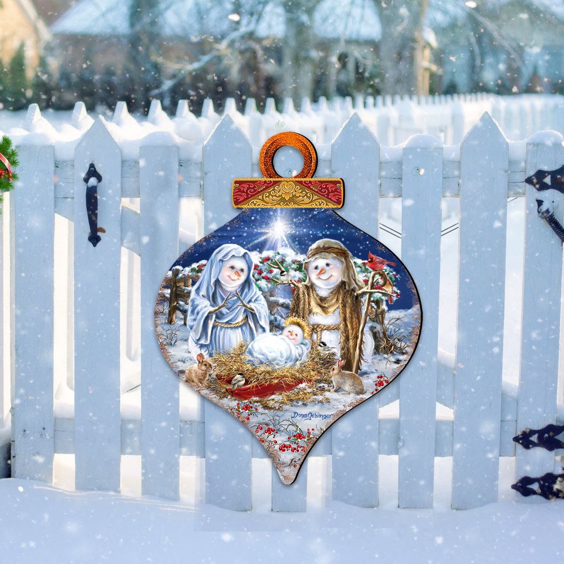 Snow Family Nativity Door Decor by D. Gelsinger - Christmas Santa Snowman Decor - 8031153H-DG