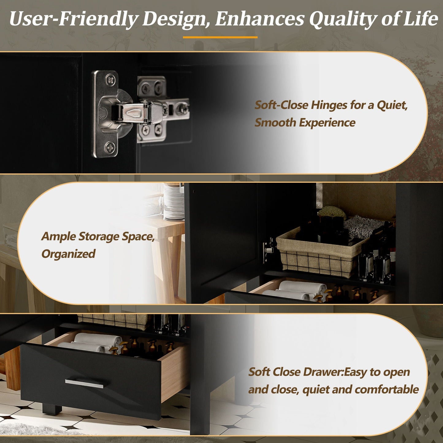 Bathroom Vanity With Sink, Frame And Drawer