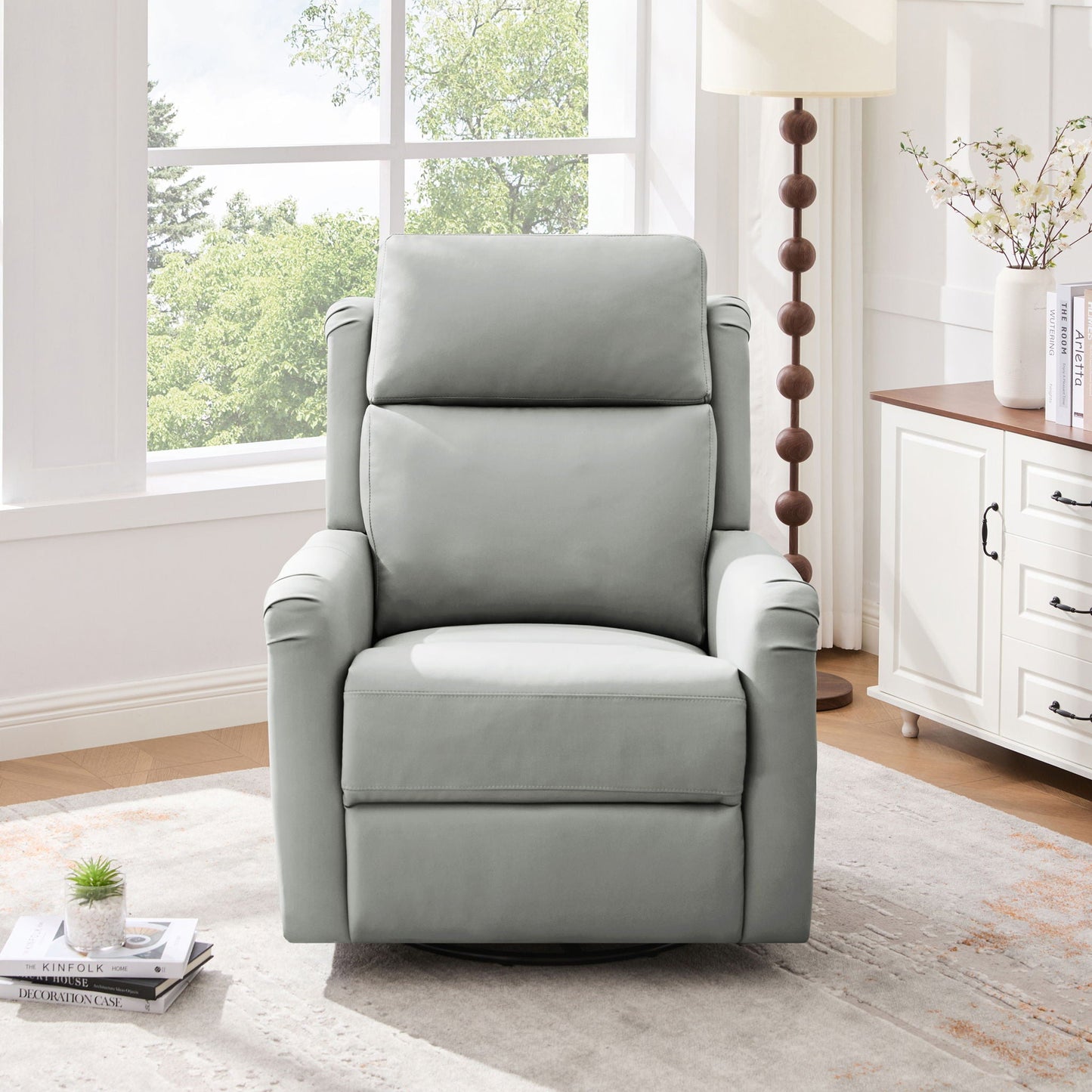 Manual Recliner Swivel Rocking Chair With 8-Point Massage and Heating