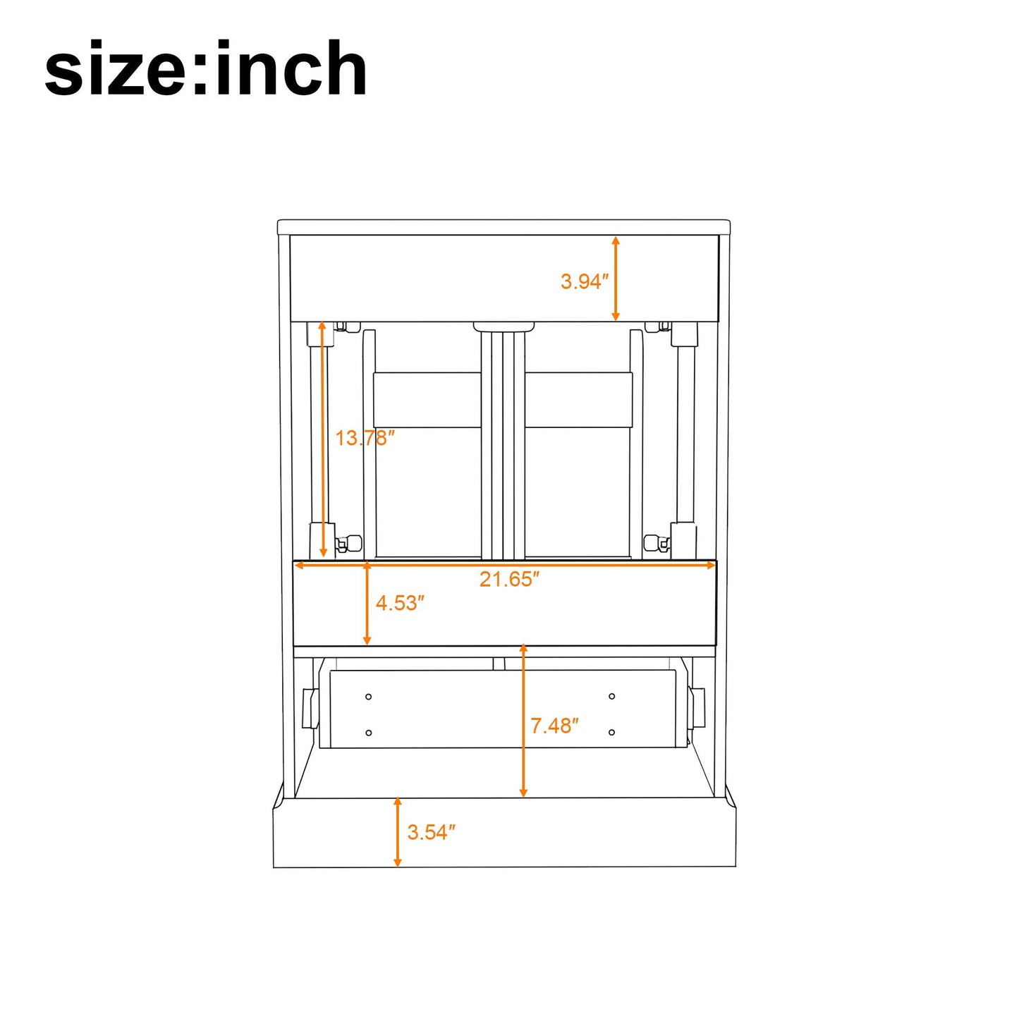 Bathroom Vanity With Sink, 1 Divided Drawer And 2 Soft Close Doors With Double Shelf