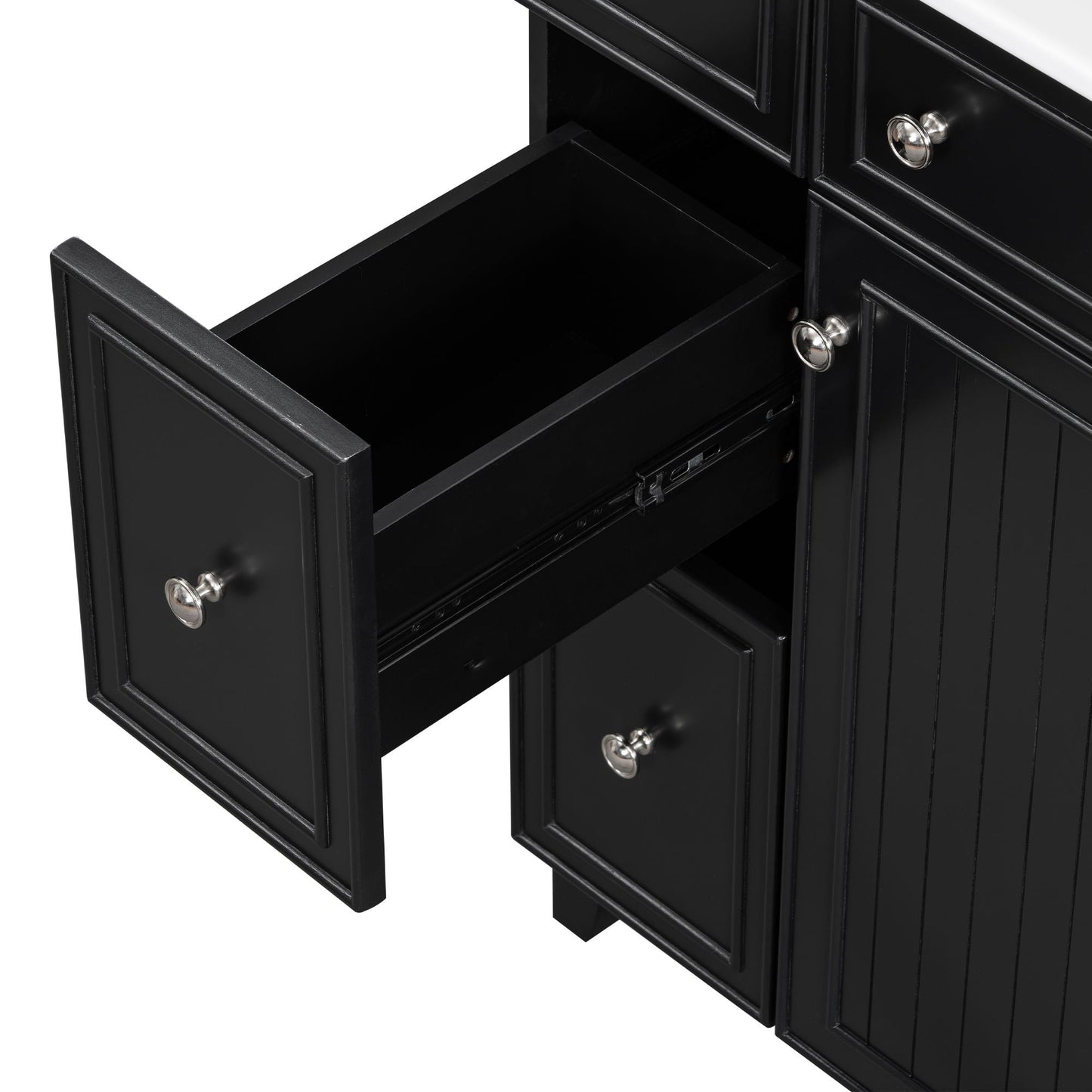 Transitional Style Bathroom Vanity Cabinet With Ceramic Sink