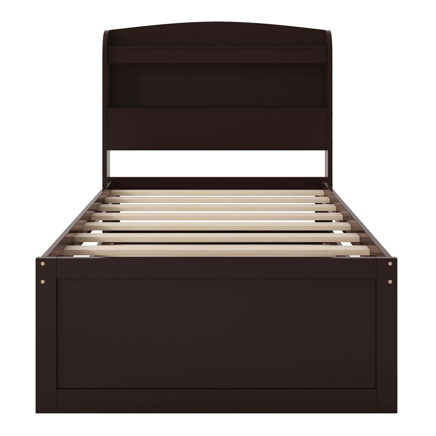 Platform Bed With LED Headboard, Charging Station, Trundle And 2 Drawers