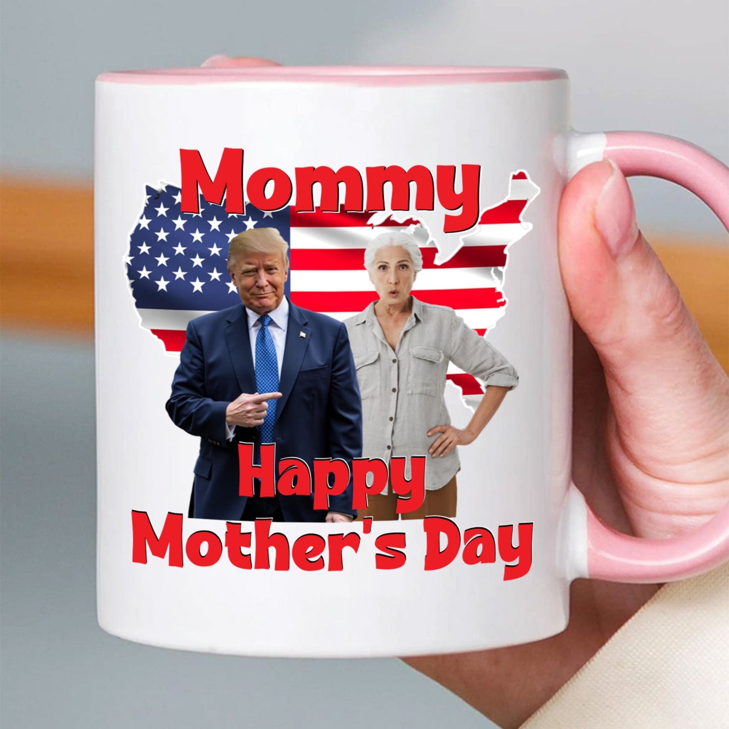 My Mom With Donald Trump Custom Photo Mug | Mother's Day Mug | Mother's Day Gift Ideas 682023 - GOP