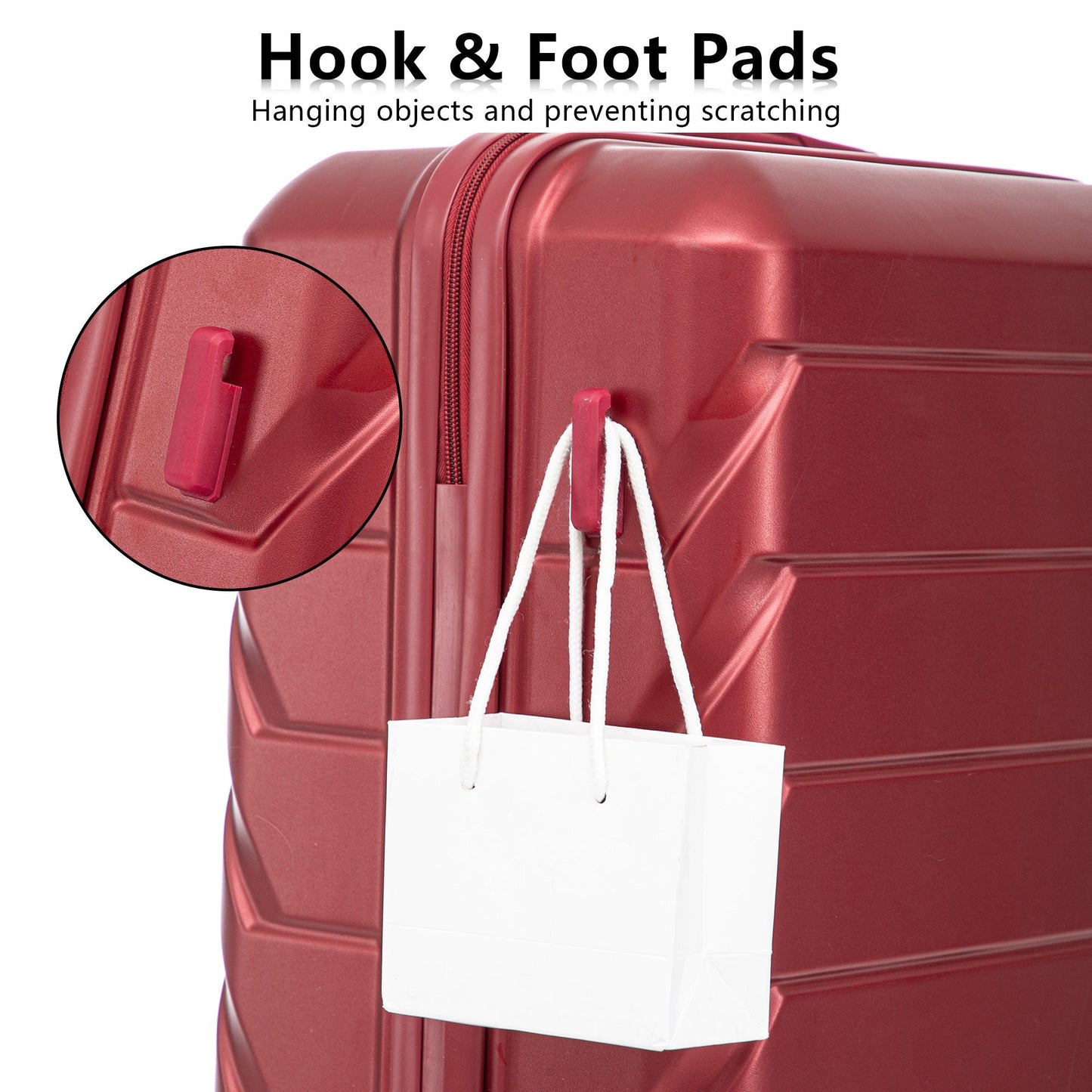 Set 3PCs 20'/24'/28' ABS Spinner Wheel Luggage Wine Red