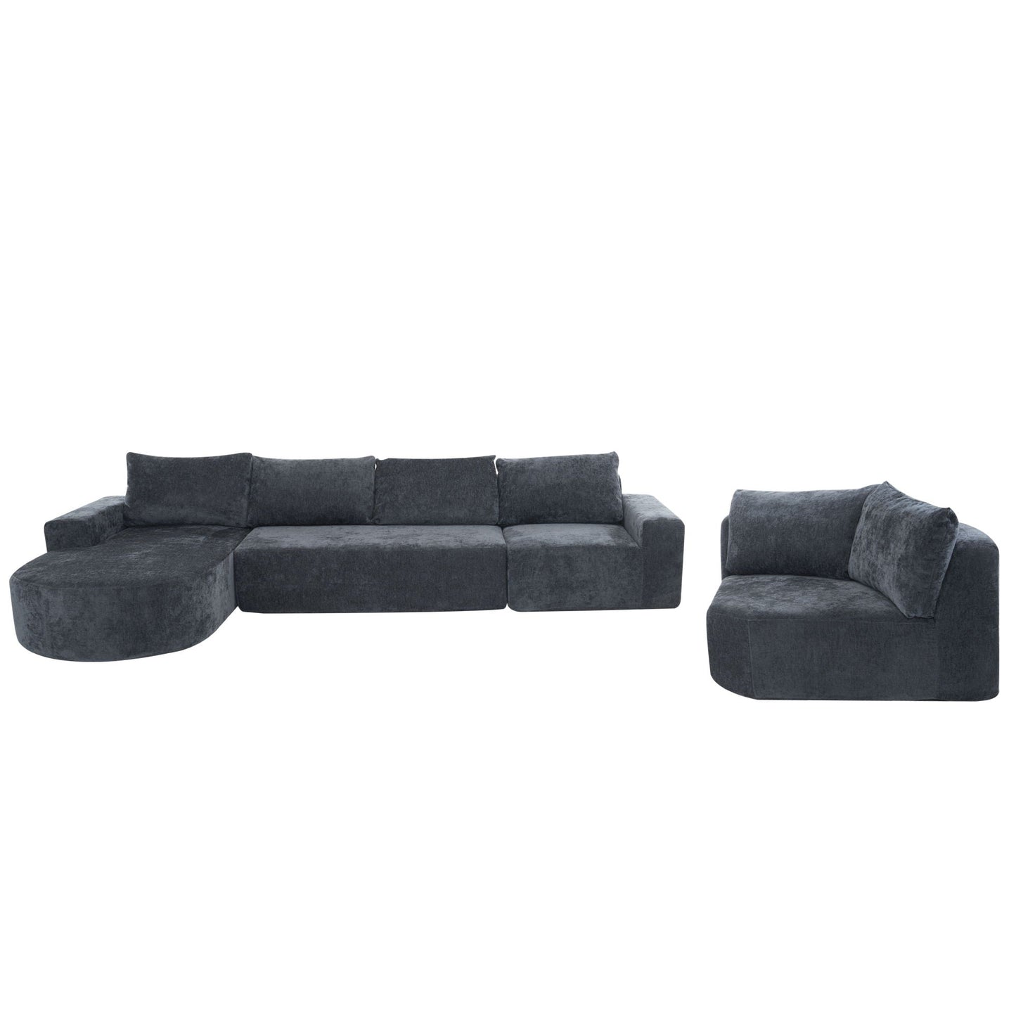 Modular Cloud Sectional Sofa Set, U-Shaped Upholstered Couch With Deep Seat
