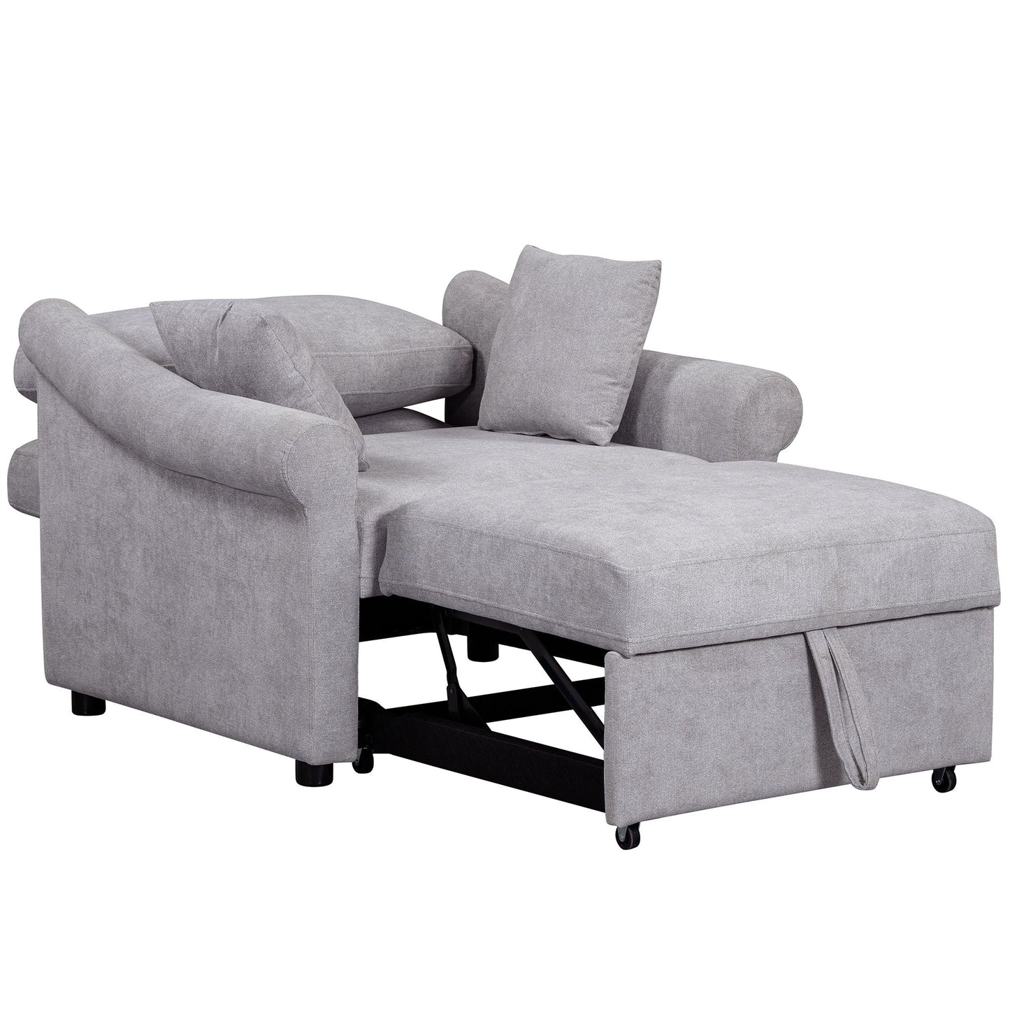 Convertible Sleeper Chair With Adjustable Backrest, 3 In 1 Lounger Chair Turns Into Bed, Single Bed For Living Room