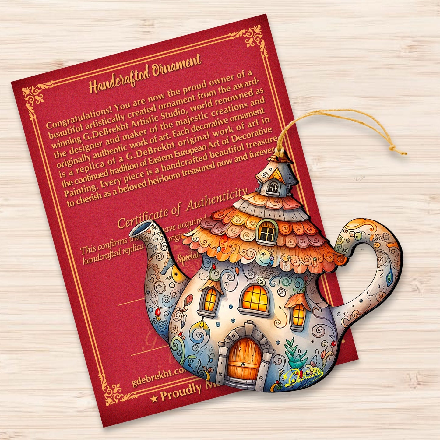 Teapot Decorative Wooden Ornaments by G. Debrekht - Love Family Decor - 8688312