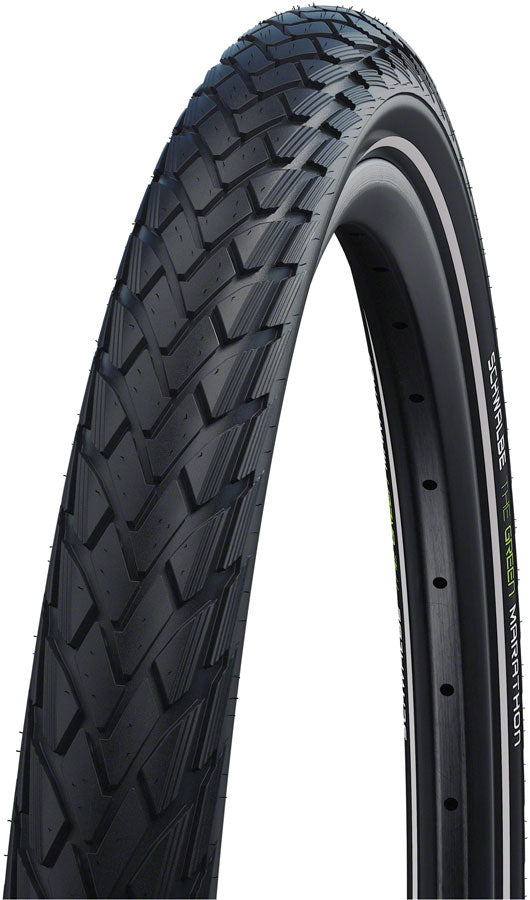 Schwalbe Green Marathon Tire - 26 x 1.25 Clincher Wire BLK/Reflective Performance Line GreenGuard TwinSkin Addix