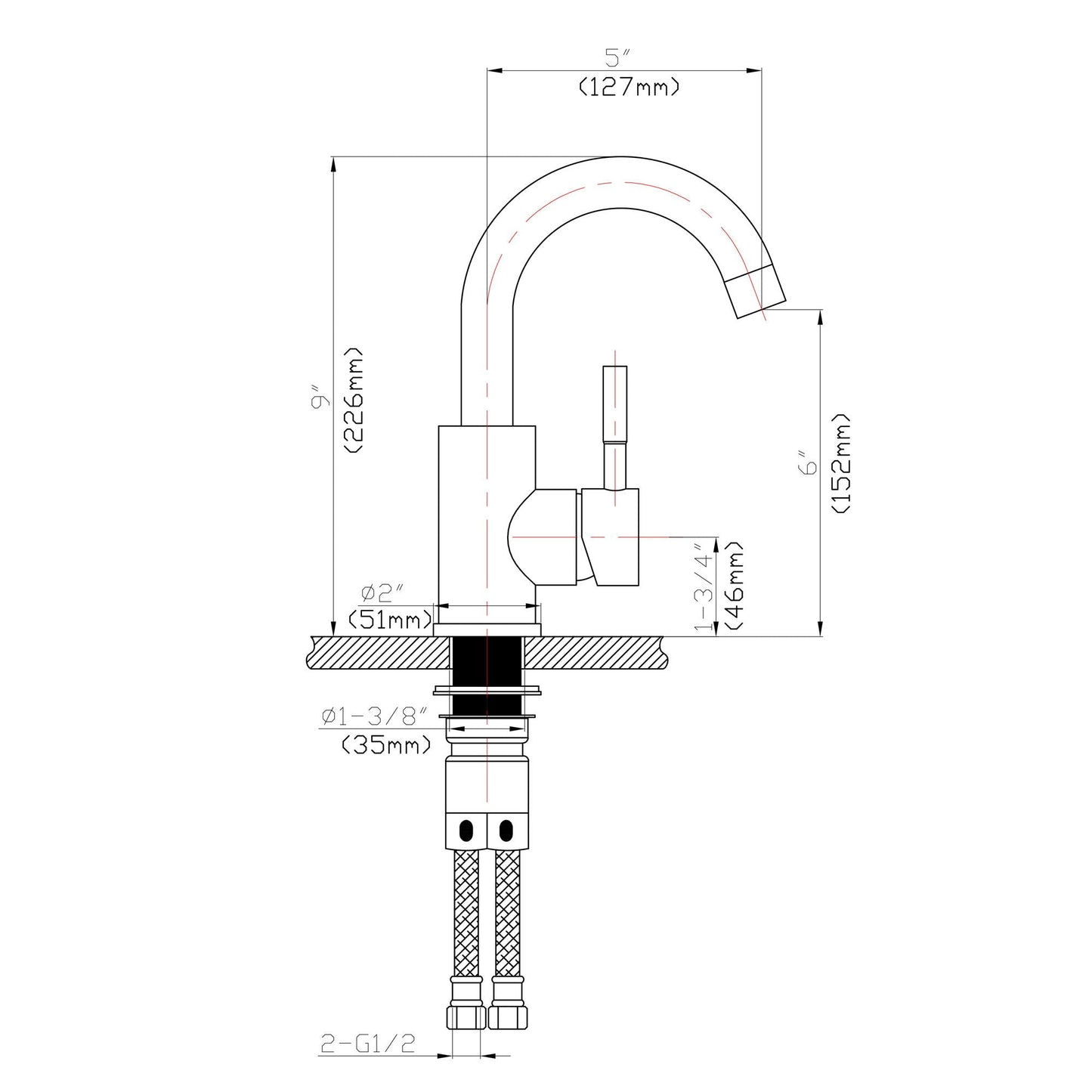 Modern Bathroom Faucet Single Hole Single Handle