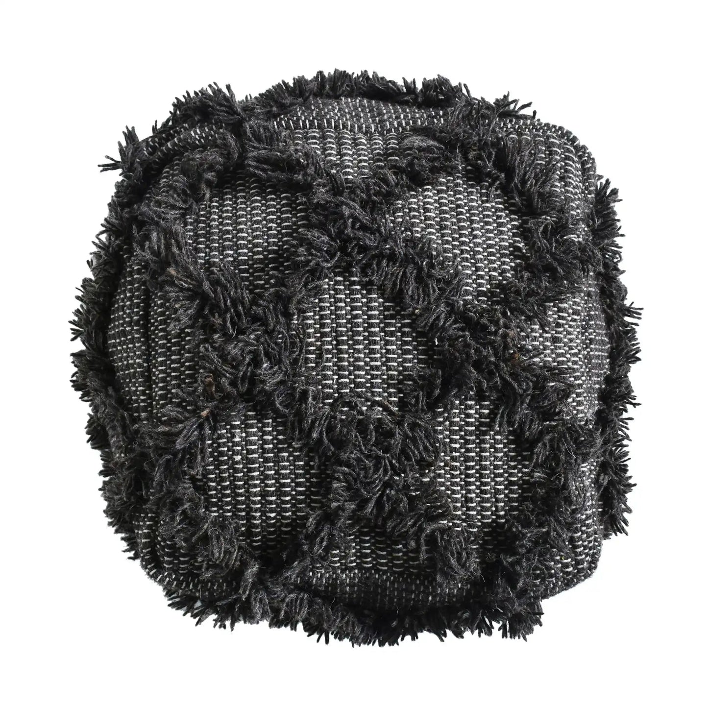 Jumanji Handcrafted Wool and Cotton Pouf - Brown