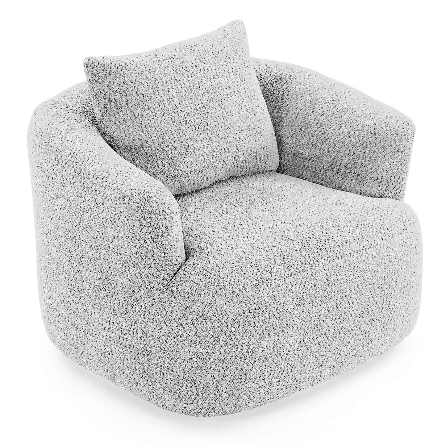 360° Swivel Barrel Sofa Chair With Throw Pillow, Upholstered Accent Chair