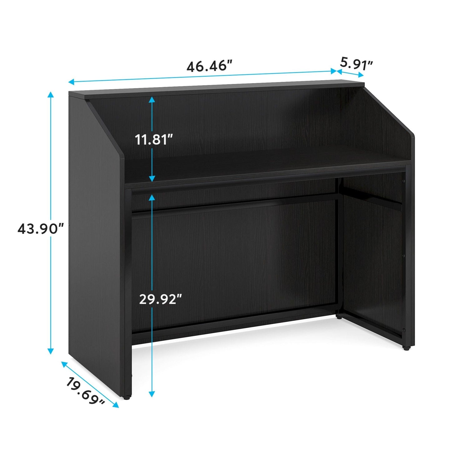 Modern Reception Desk, Front Desk Table With Cable Grommet & Privacy Panels