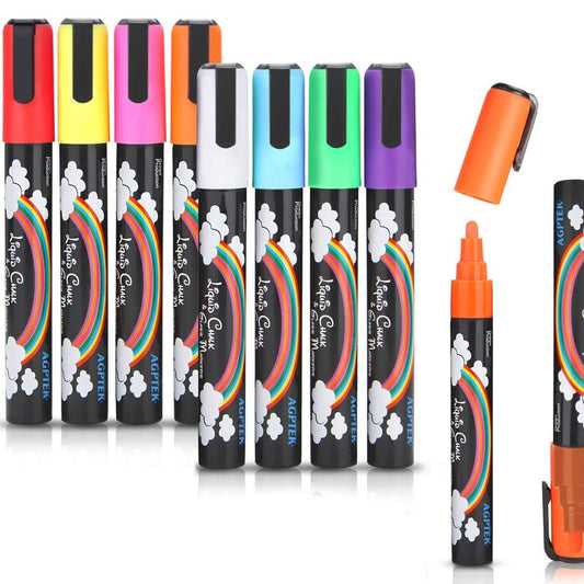 AGPtek 8 Colors Fluorescent Marker Pen for LED Writing Menu Board Glass Windows