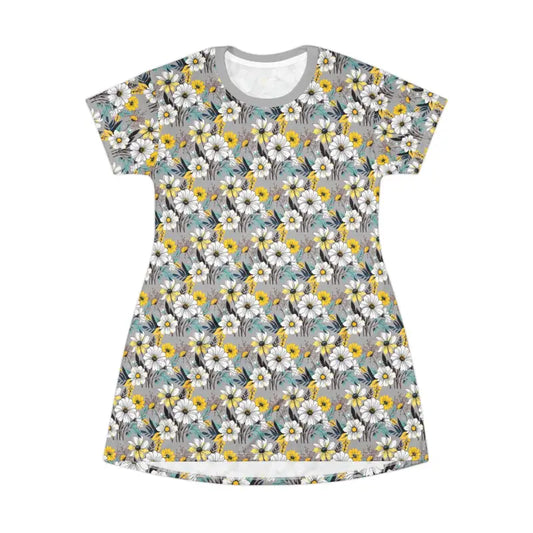 Ocean State Styles T Shirt Dress Floral Print Polyester