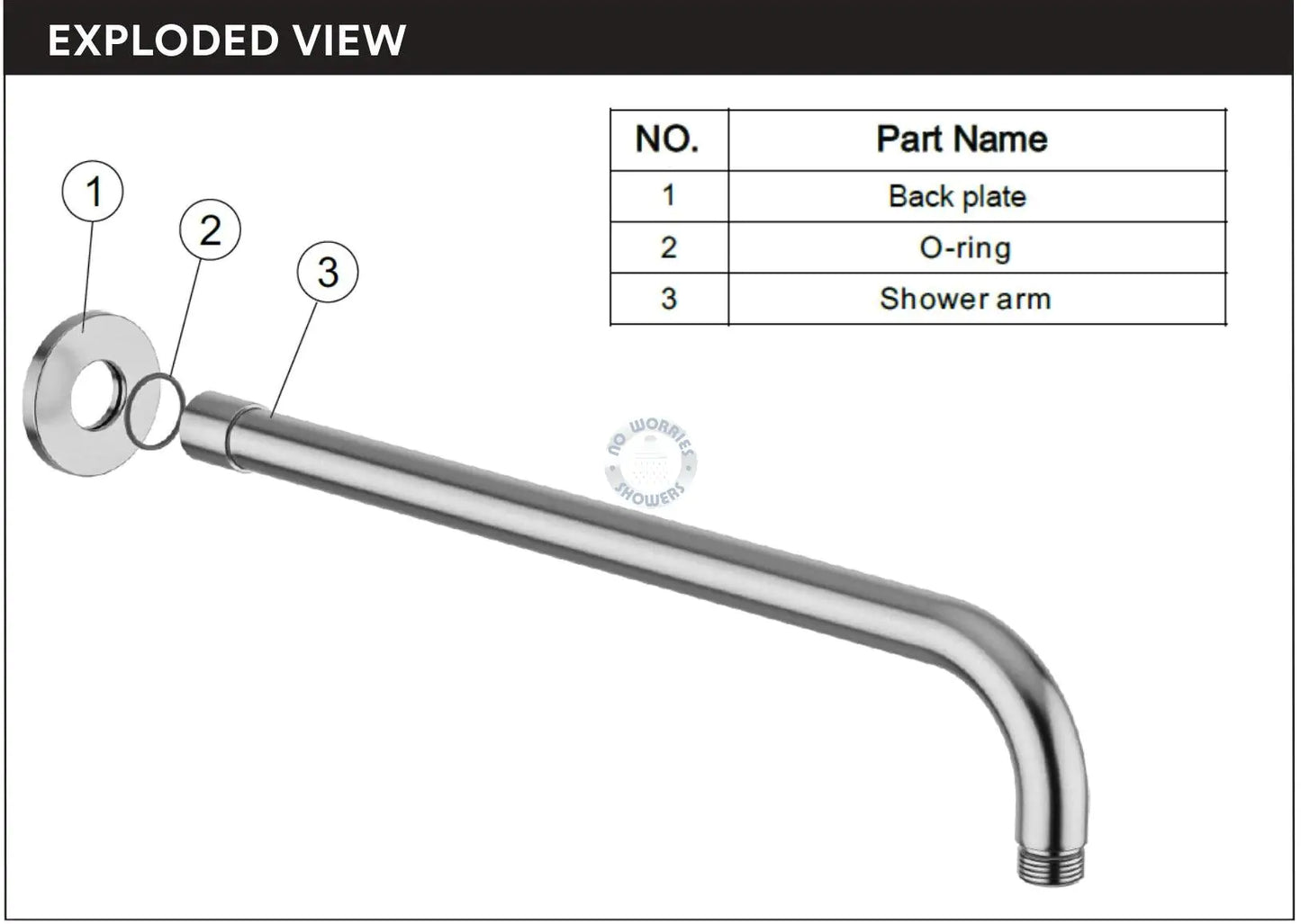 No Worries Showers Alpha Outdoor 316L Stainless Steel Marine Grade Wall Mounted Shower Arm, Shower Head & a Hot and Cold Washer-less Mixer Pool Rinse Off Shower Set