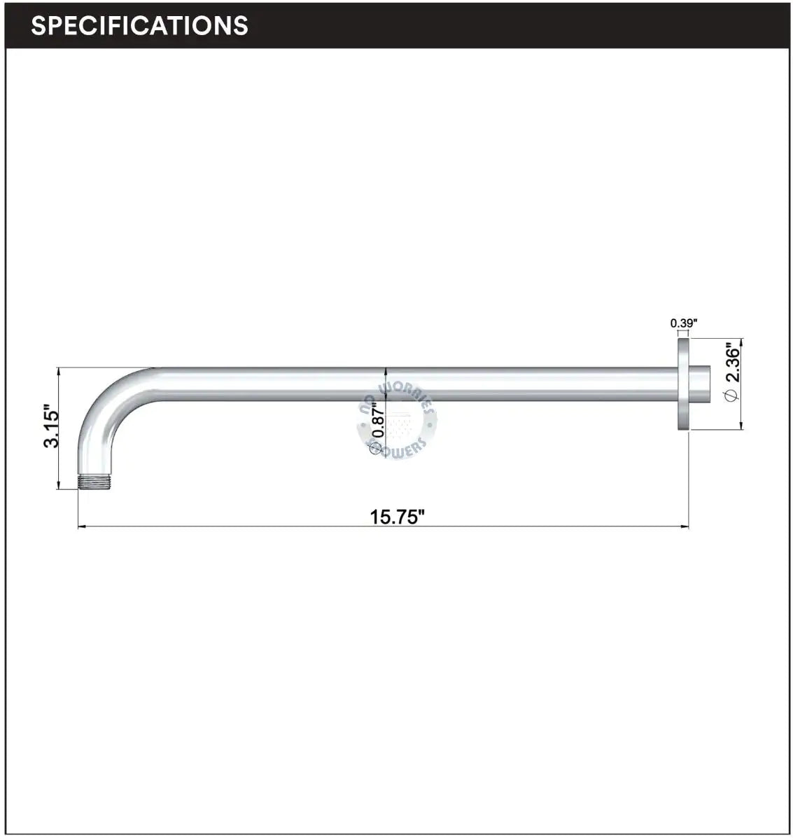 No Worries Showers Alpha Outdoor 316L Stainless Steel Marine Grade Wall Mounted Shower Arm, Shower Head & a Hot and Cold Washer-less Mixer Pool Rinse Off Shower Set