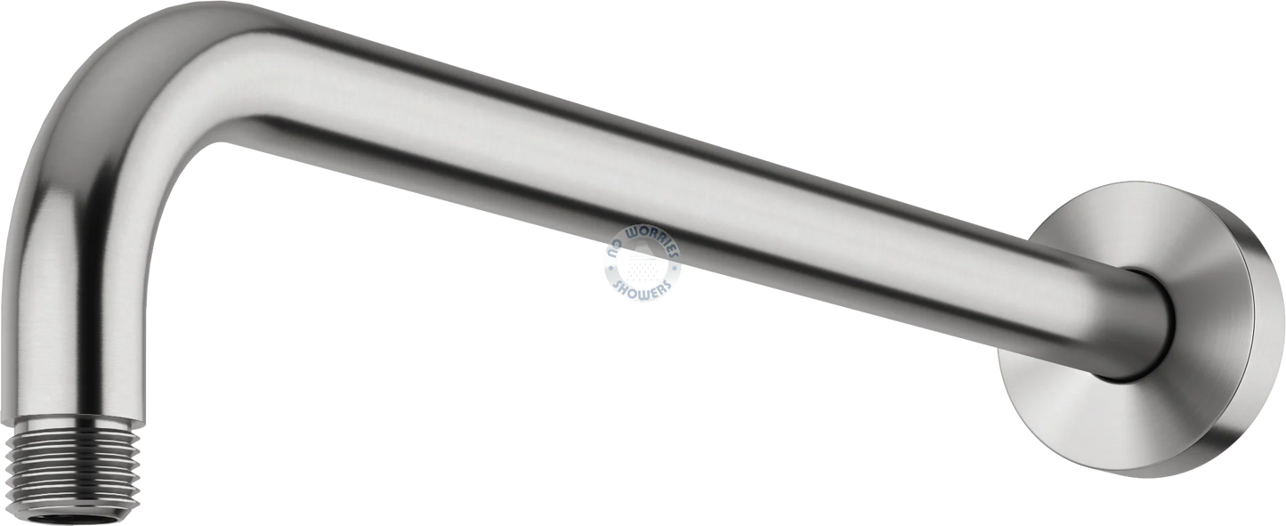 No Worries Showers Alpha Outdoor 316L Stainless Steel Marine Grade Wall Mounted Shower Arm, Shower Head & a Hot and Cold Washer-less Mixer Pool Rinse Off Shower Set